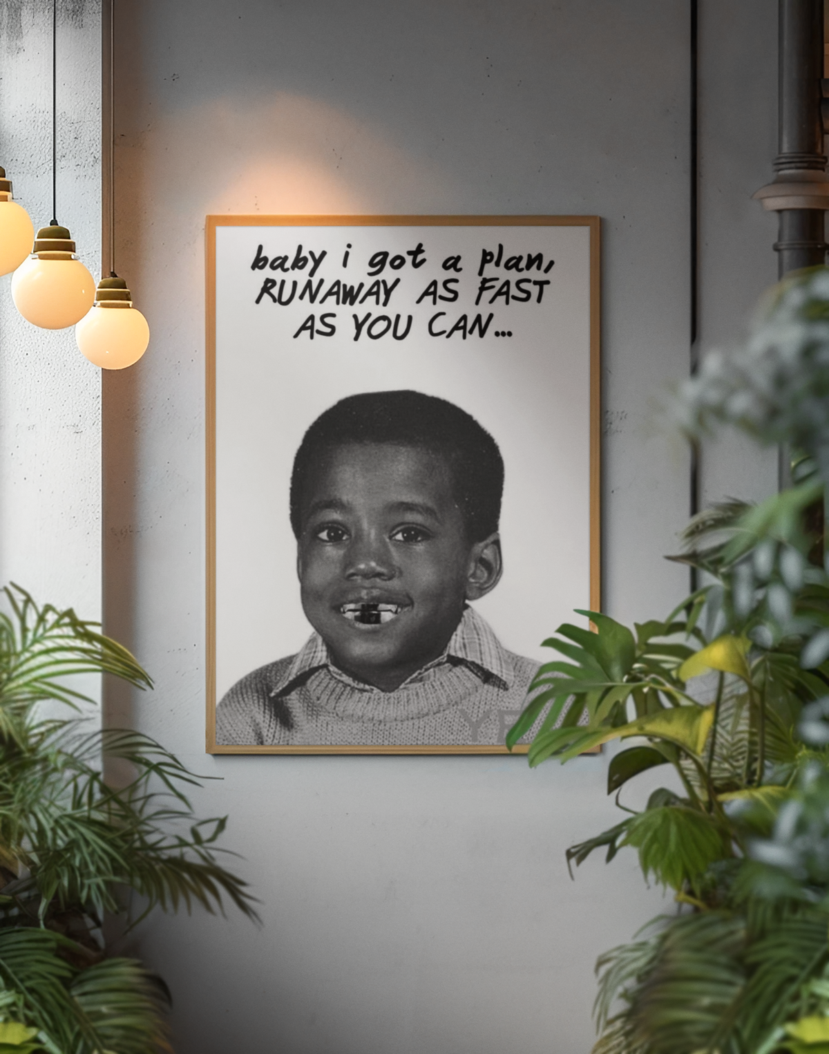 Essential RUNAWAY AS FAST AS YOU CAN... Wall Mount | Black & White Encouragement Decor