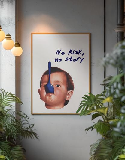 Bold No Risk, No Story Quote Wall Art | Aesthetic Y2K Statement Room Decor