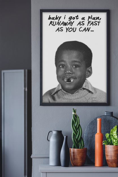 Essential RUNAWAY AS FAST AS YOU CAN... Wall Mount | Black & White Encouragement Decor