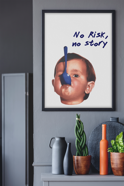 Bold No Risk, No Story Quote Wall Art | Aesthetic Y2K Statement Room Decor
