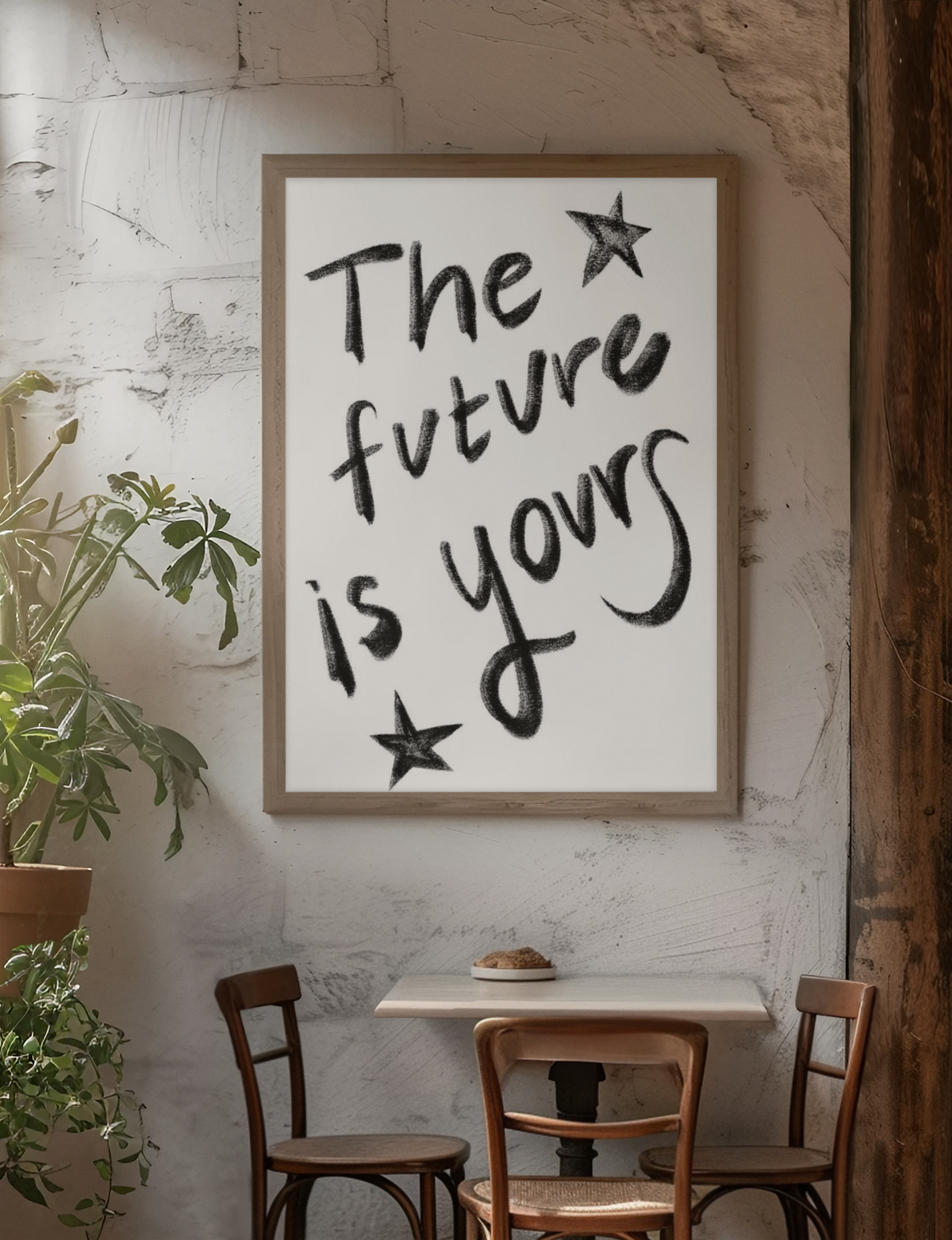 Timeless The Future Is Yours Saying Wall Mount | Minimalistic Black & White Quote Poster
