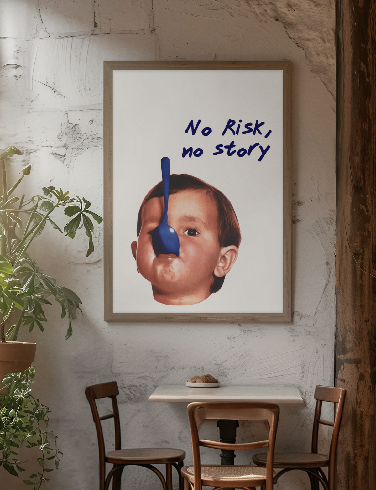 Bold No Risk, No Story Quote Wall Art | Aesthetic Y2K Statement Room Decor