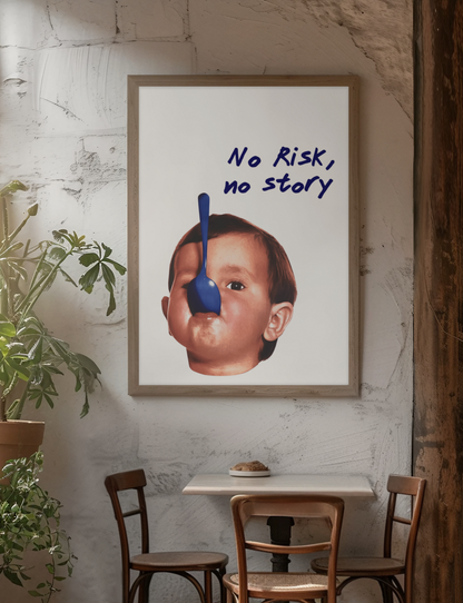 Bold No Risk, No Story Quote Wall Art | Aesthetic Y2K Statement Room Decor