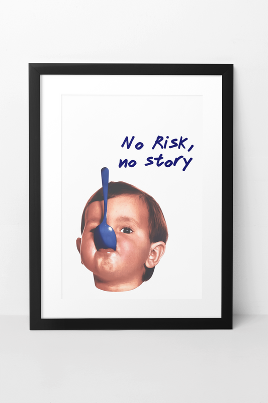 Bold No Risk, No Story Quote Wall Art | Aesthetic Y2K Statement Room Decor