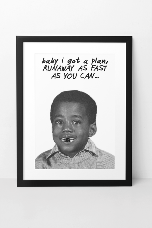 Essential RUNAWAY AS FAST AS YOU CAN... Wall Mount | Black & White Encouragement Decor